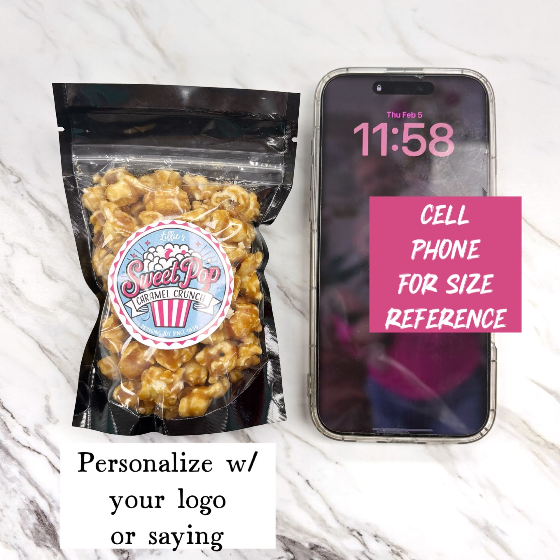 Personalized Label Popcorn or Caramel Corn Gift Pack - Personalized for the perfect thank you for Weddings, Corporations, Parties