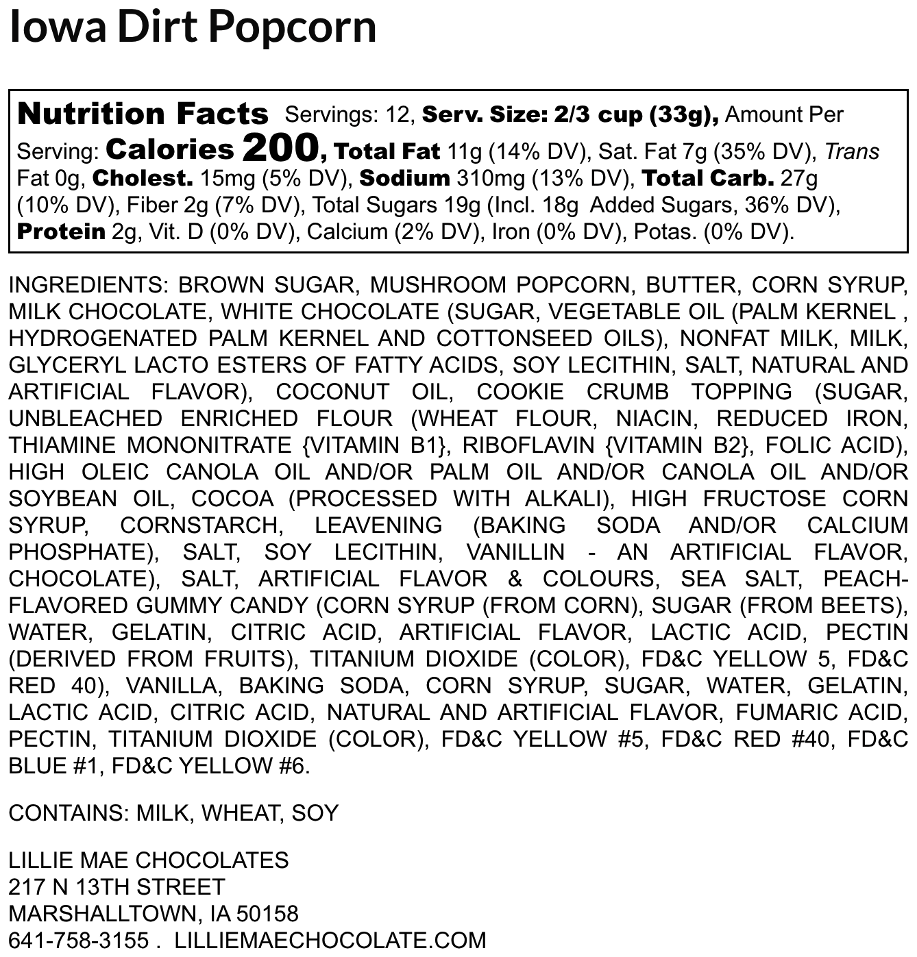 Iowa Dirt Cake Allergens: Milk, Wheat, Soy