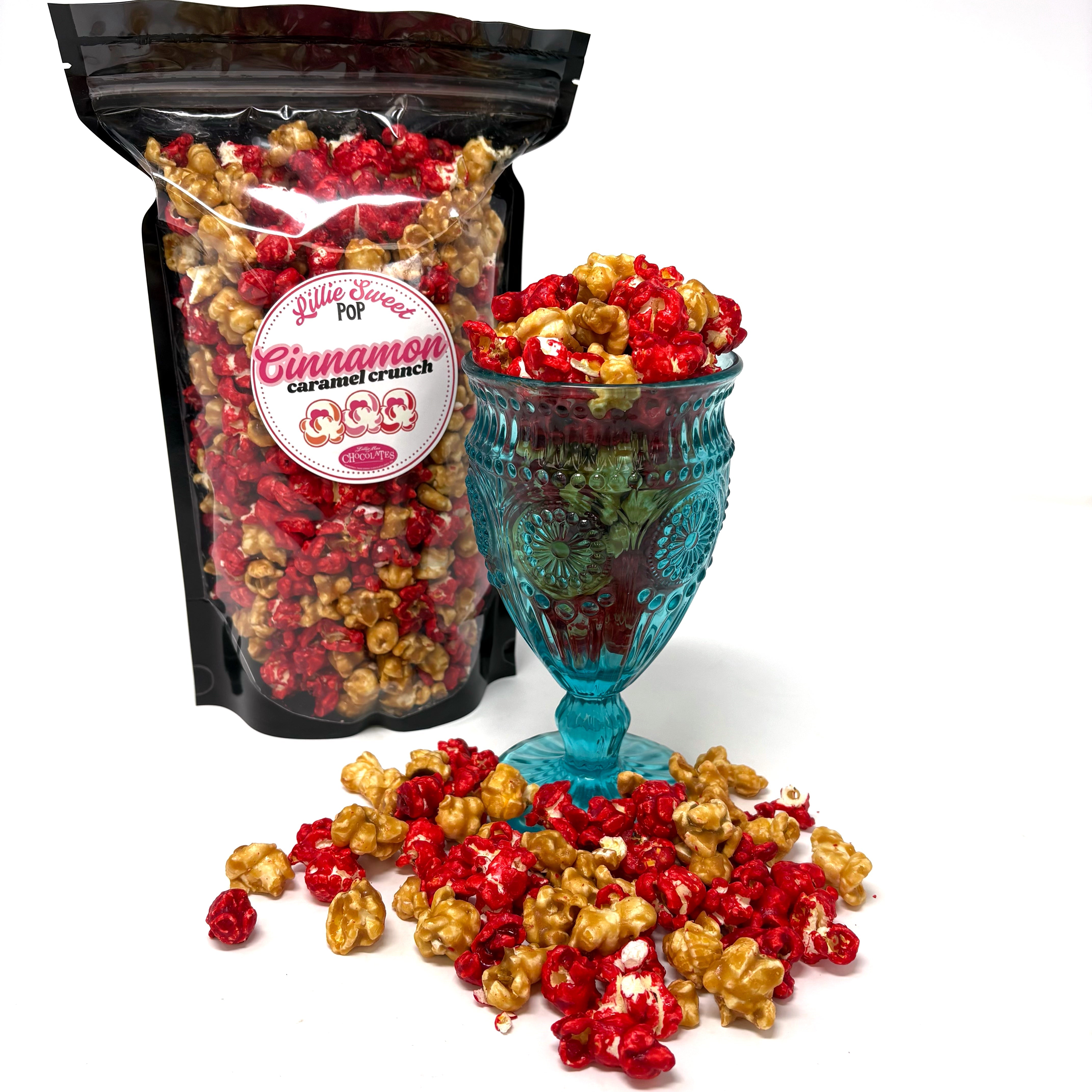 Our Cinnamon Caramel Crunch Popcorn brings the flavor of our warm, sweet cinnamon popcorn and our buttery salted caramel popcorn together to create a delectable, cozy blend.